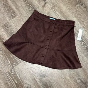 Draper James Faux Suede Button Front Skirt Mini Boho.  Sz 14.   New With Tag!